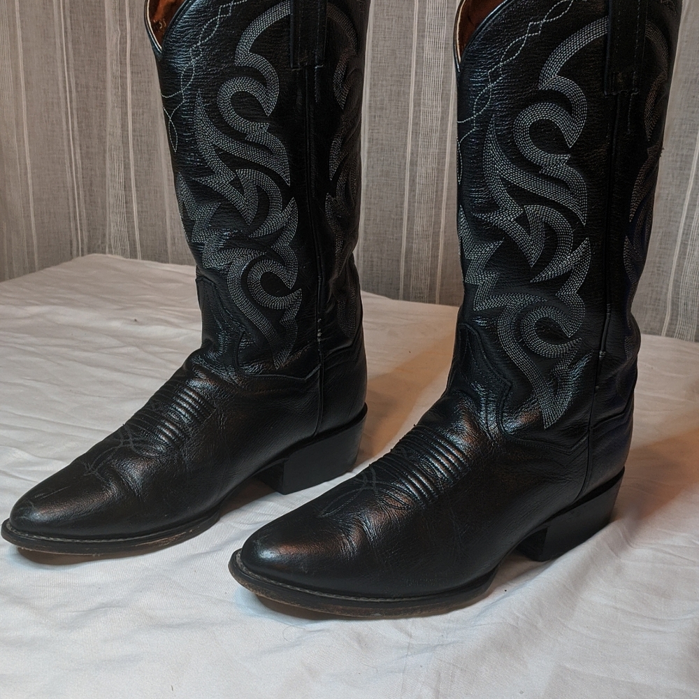 Dan Post Black Leather Western Cowboy Boots